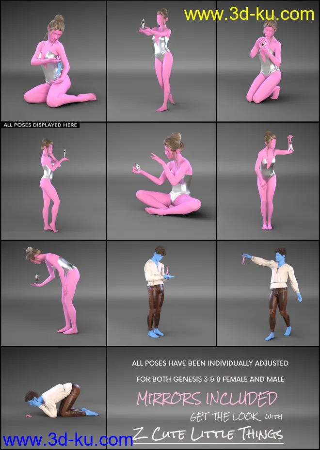 Z Cute Little Things - Shrink Morphs and Poses for Genesis 3 and 8模型的图片8