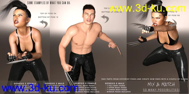 Z Deadly Blades Props and Poses for Genesis 3 and 8模型的图片3