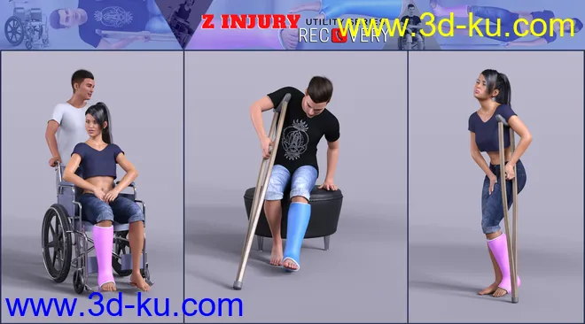Z Injury Recovery Props and Poses for Genesis 8模型的图片8