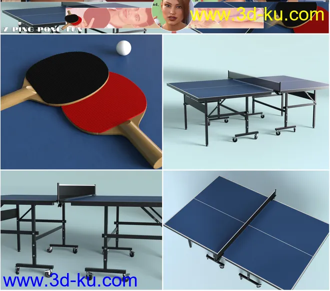 Z Ping Pong Fun Props and Poses for Genesis 3 and 8模型的图片2