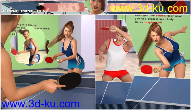 Z Ping Pong Fun Props and Poses for Genesis 3 and 8模型的图片4