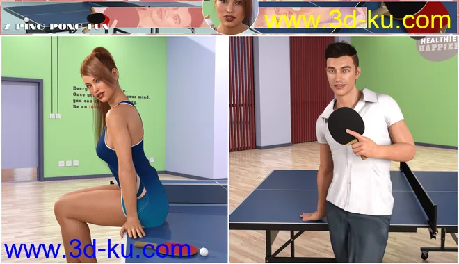 Z Ping Pong Fun Props and Poses for Genesis 3 and 8模型的图片6