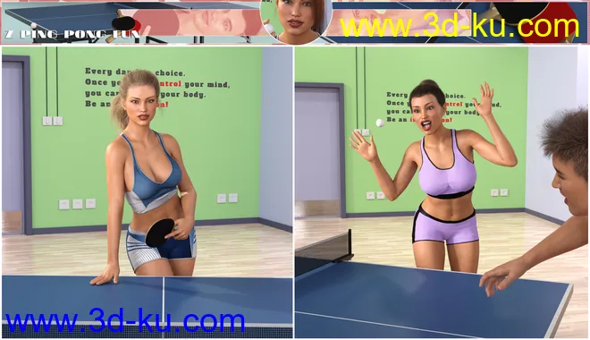 Z Ping Pong Fun Props and Poses for Genesis 3 and 8模型的图片8
