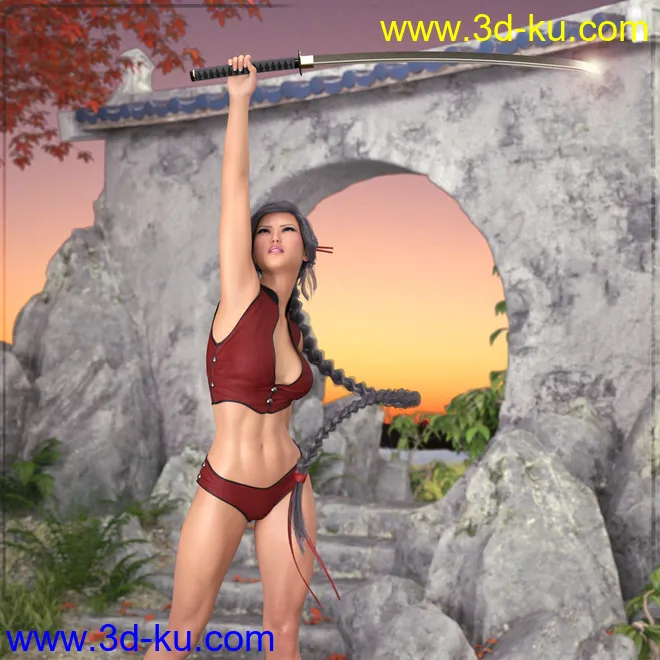 Z Samurai Swords - Props and Poses for Genesis 8模型的图片3