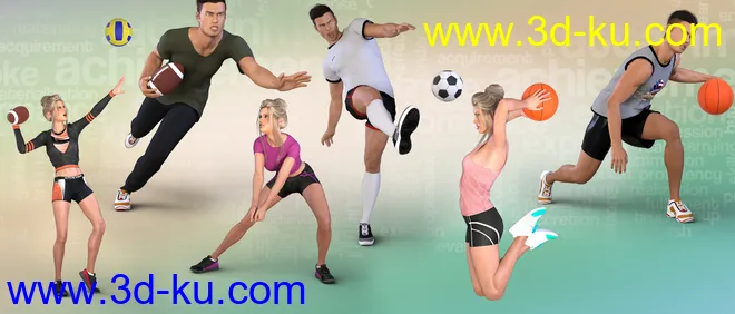 Z Utility Series - Ball Sports - Props, Poses and Partials for Genesis 3 and 8模型的图片4