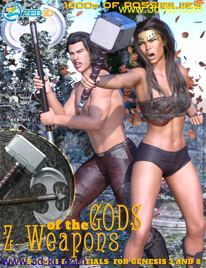 Z Weapons of the Gods and Poses for Genesis 3 and 8模型的图片1
