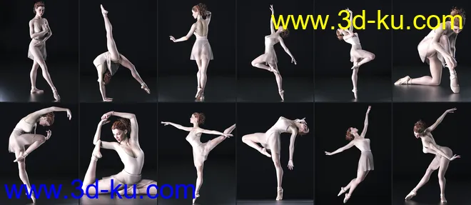 101 Series - Pure Grace Poses and Ballet Shoes for Genesis 8 Female模型的图片4