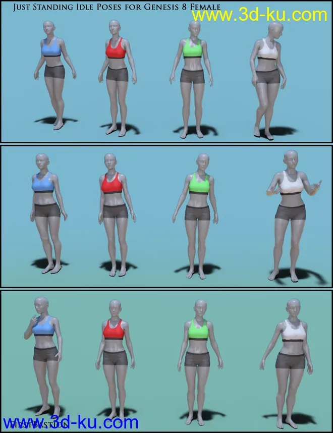 1stB Just Standing Idle Poses for Genesis 8 Female模型的图片3