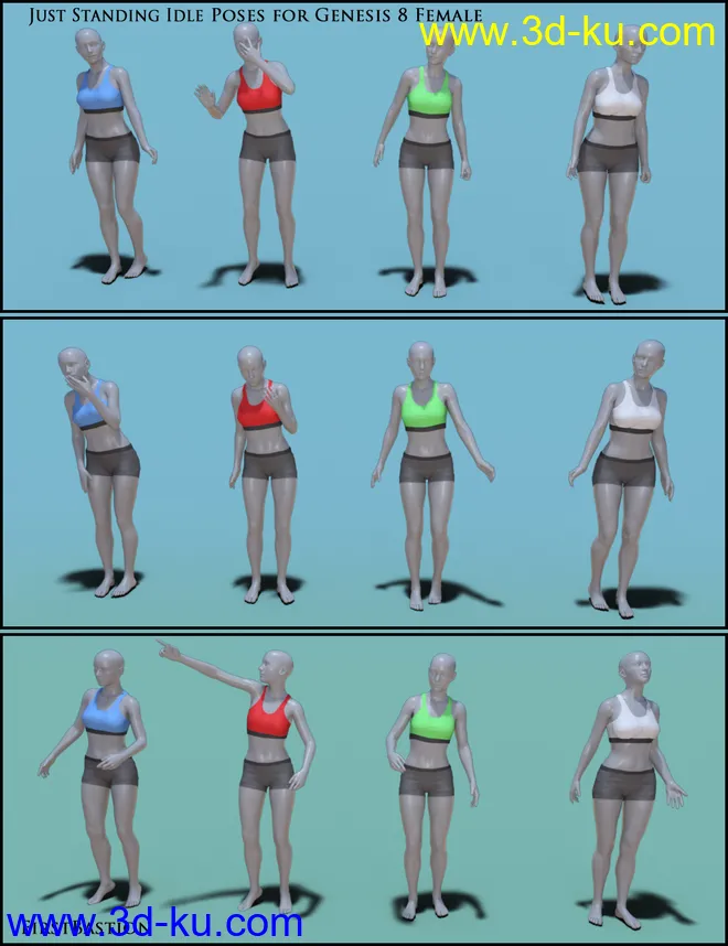 1stB Just Standing Idle Poses for Genesis 8 Female模型的图片4
