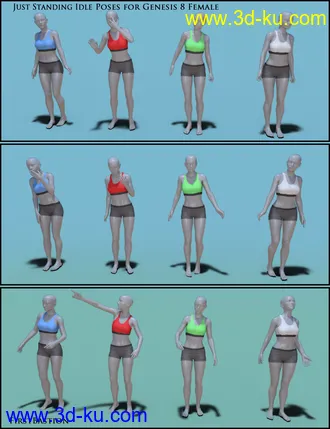 3D打印模型1stB Just Standing Idle Poses for Genesis 8 Female的图片