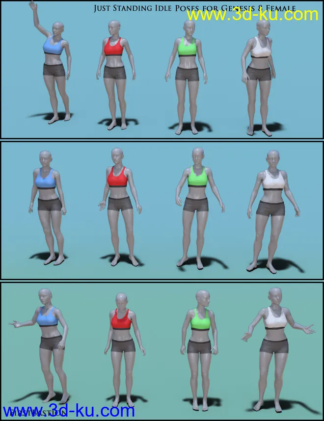 1stB Just Standing Idle Poses for Genesis 8 Female模型的图片5