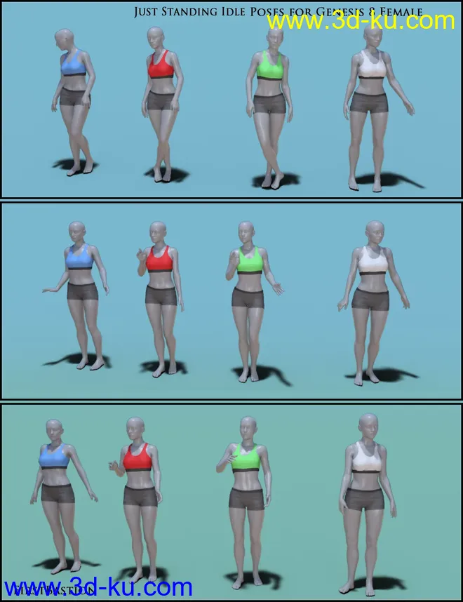 1stB Just Standing Idle Poses for Genesis 8 Female模型的图片6