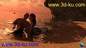 3D打印模型Aguja Mermaid and Alascanus Merman Couple Poses的图片