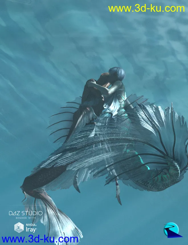 Aguja Mermaid and Alascanus Merman Couple Poses模型的图片3