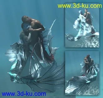 3D打印模型Aguja Mermaid and Alascanus Merman Couple Poses的图片
