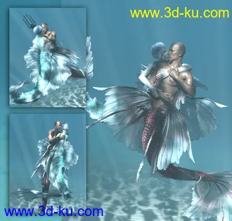 3D打印模型Aguja Mermaid and Alascanus Merman Couple Poses的图片