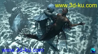 3D打印模型Aguja Mermaid and Alascanus Merman Couple Poses的图片