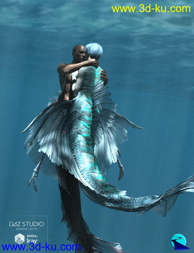 Aguja Mermaid and Alascanus Merman Couple Poses模型的图片11