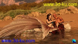 3D打印模型Aguja Mermaid and Alascanus Merman Couple Poses的图片