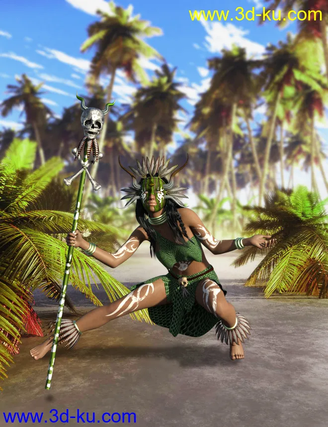 Amazon Witch Doctor Outfit for Genesis 8 Female(s)模型的图片1