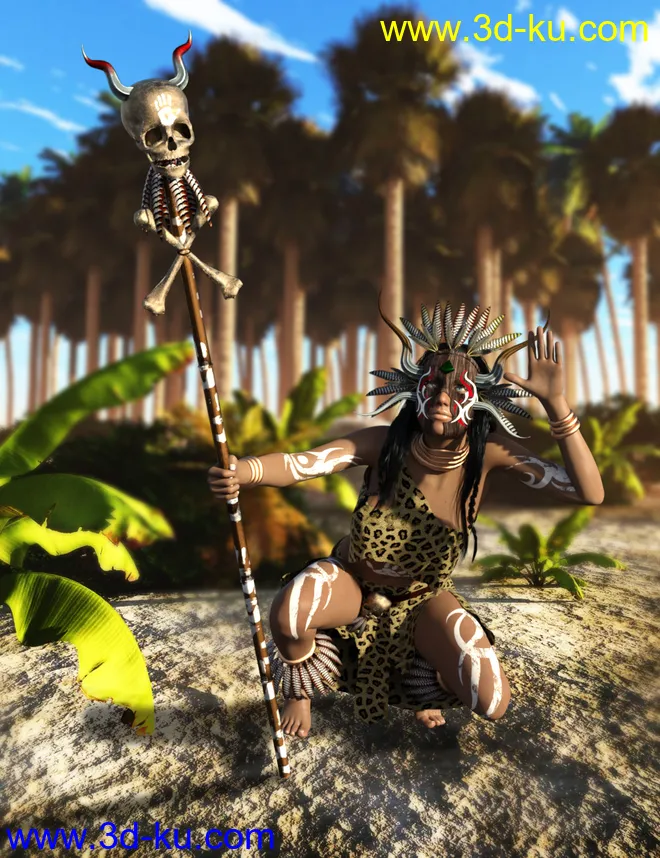 Amazon Witch Doctor Outfit for Genesis 8 Female(s)模型的图片2