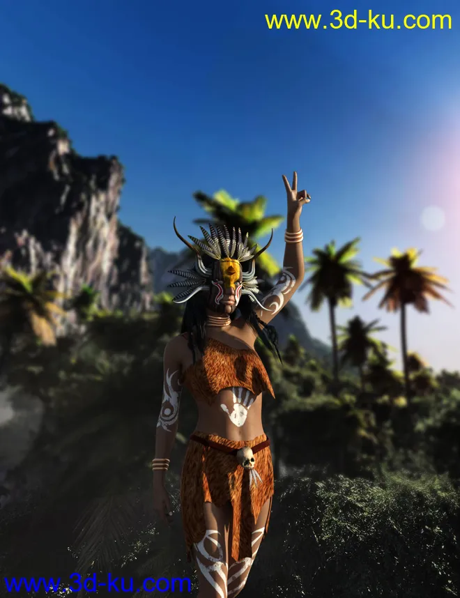 Amazon Witch Doctor Outfit for Genesis 8 Female(s)模型的图片3