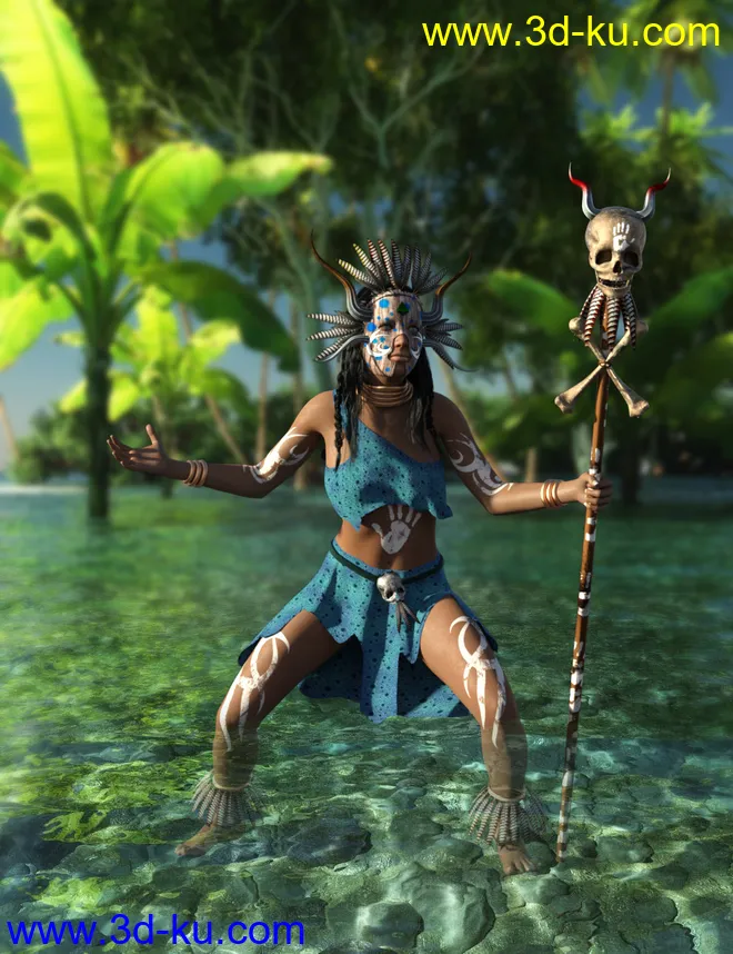 Amazon Witch Doctor Outfit for Genesis 8 Female(s)模型的图片4
