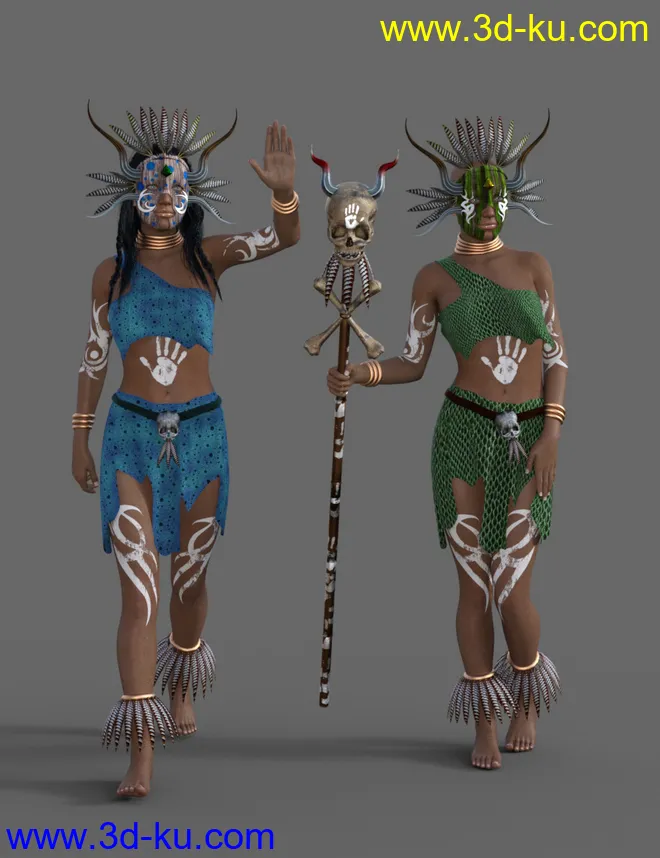 Amazon Witch Doctor Outfit for Genesis 8 Female(s)模型的图片6