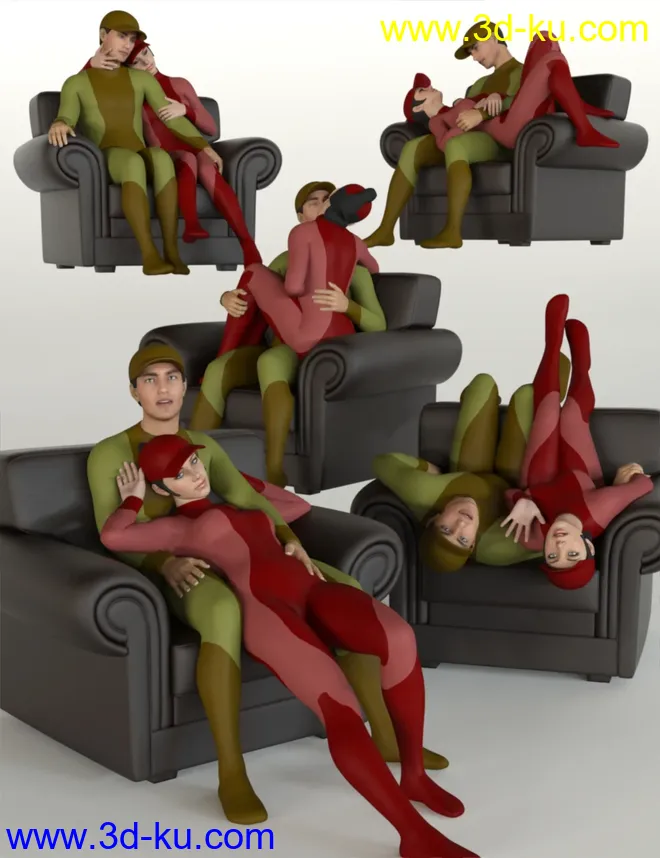 Armchair Poses and Prop for Genesis 8模型的图片1
