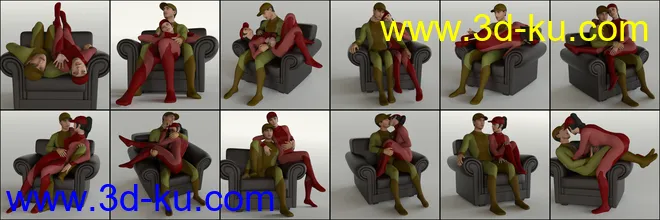 Armchair Poses and Prop for Genesis 8模型的图片4
