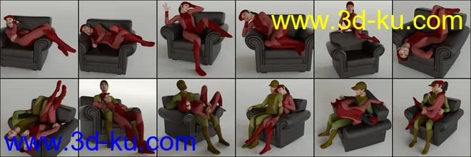 Armchair Poses and Prop for Genesis 8模型的图片6