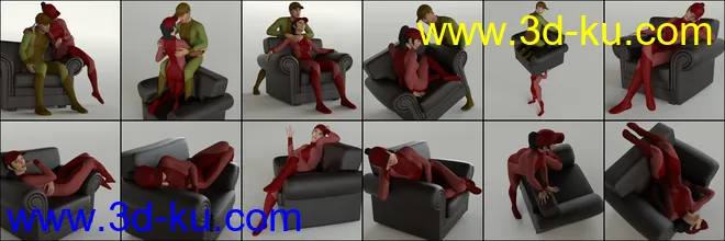 Armchair Poses and Prop for Genesis 8模型的图片8