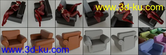 Armchair Poses and Prop for Genesis 8模型的图片11