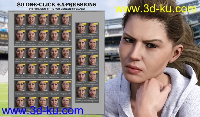 Athletic Life - Expressions for Genesis 8 Female and Jenni 8模型的图片6