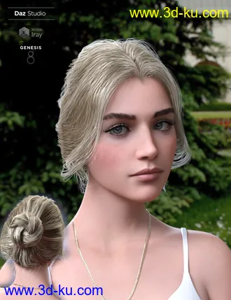 3D打印模型Aurelia Bun Hair for Genesis 8 Female(s)的图片