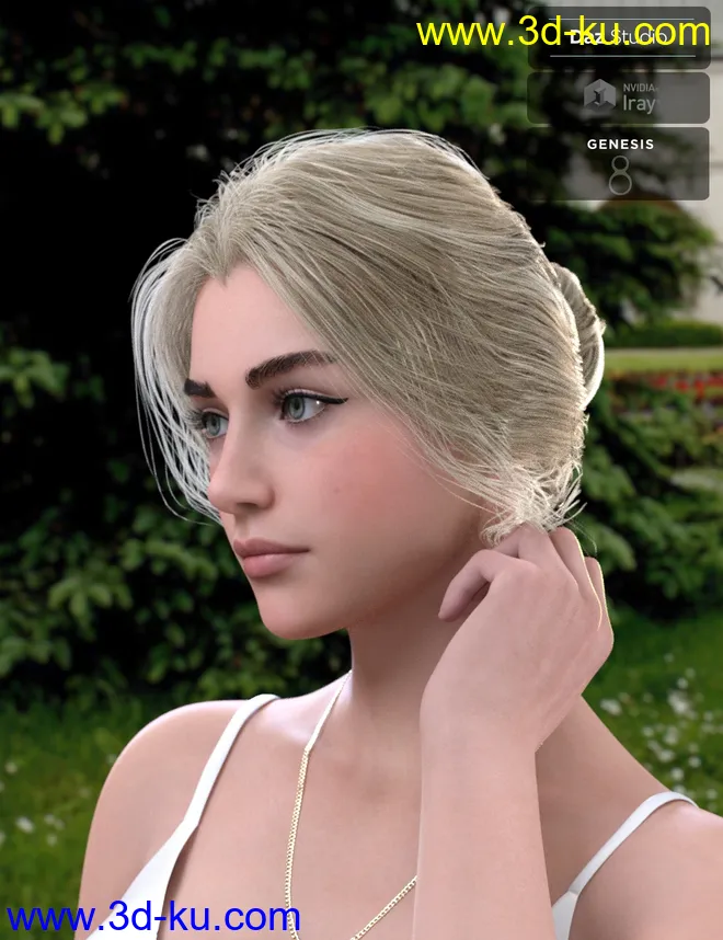 Aurelia Bun Hair for Genesis 8 Female(s)模型的图片2