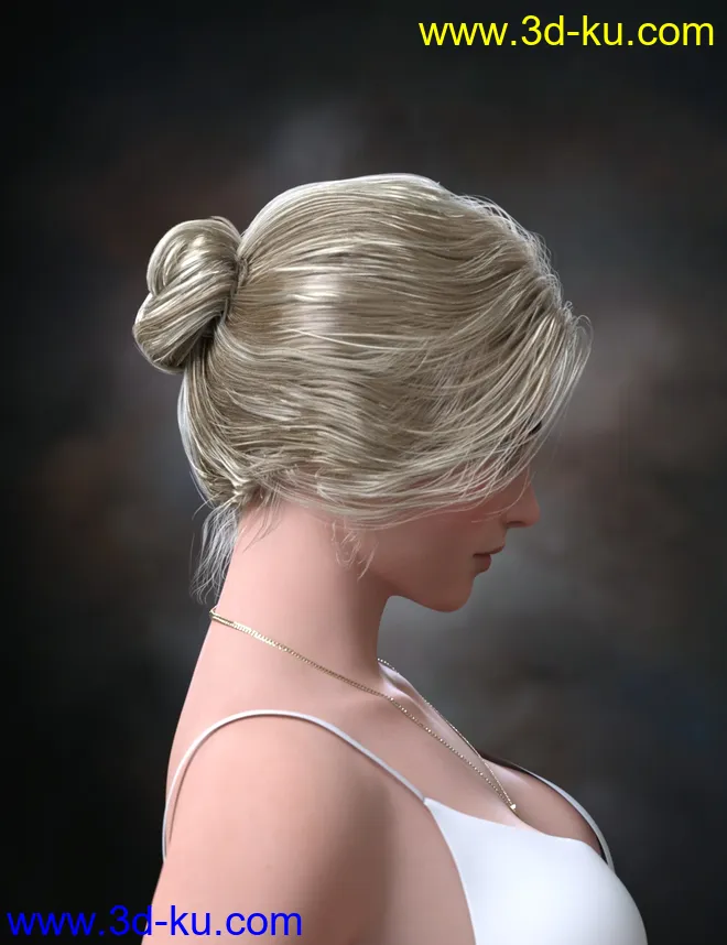 Aurelia Bun Hair for Genesis 8 Female(s)模型的图片5