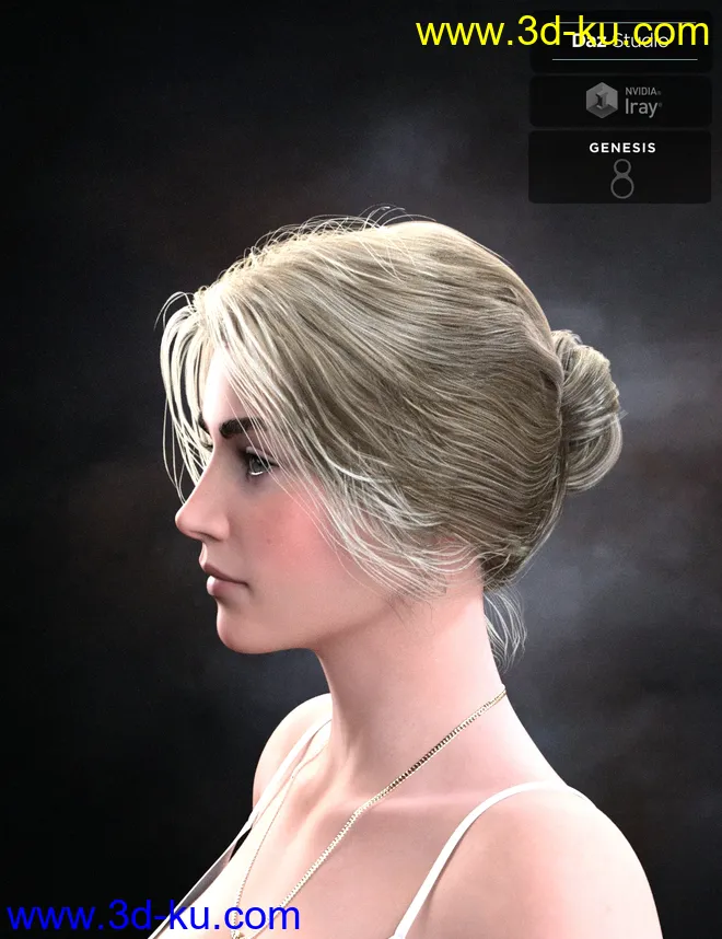 Aurelia Bun Hair for Genesis 8 Female(s)模型的图片6