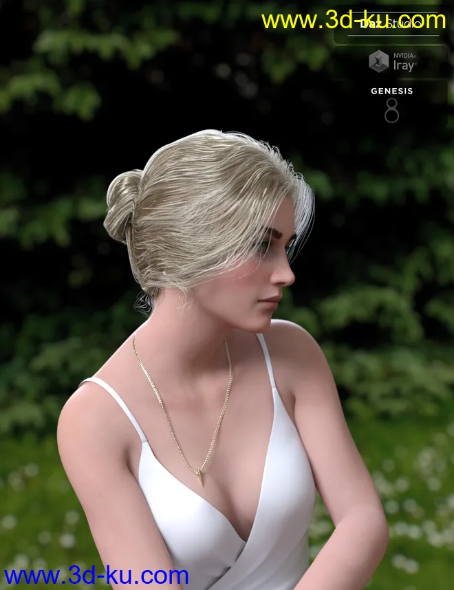 Aurelia Bun Hair for Genesis 8 Female(s)模型的图片7