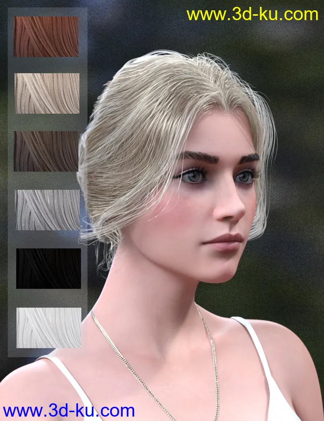Aurelia Bun Hair for Genesis 8 Female(s)模型的图片8