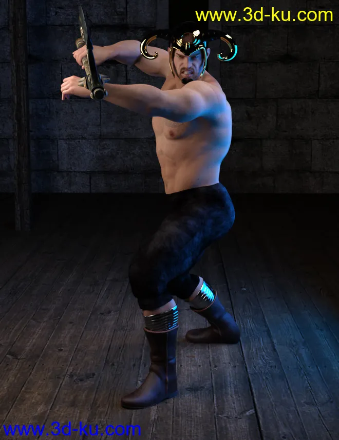Axe Warrior Poses for Genesis 8 Male模型的图片2