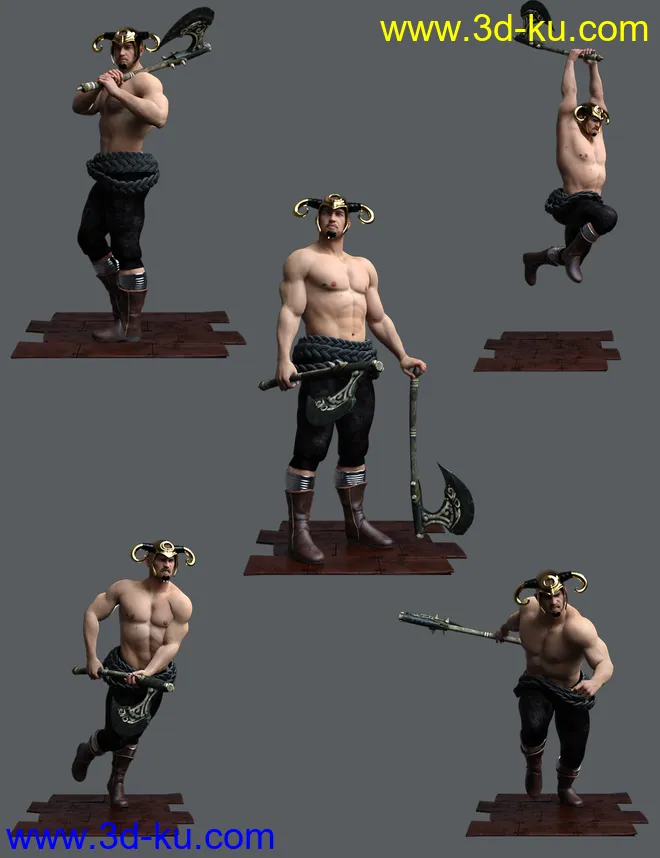Axe Warrior Poses for Genesis 8 Male模型的图片3
