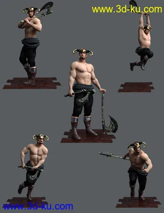 3D打印模型Axe Warrior Poses for Genesis 8 Male的图片
