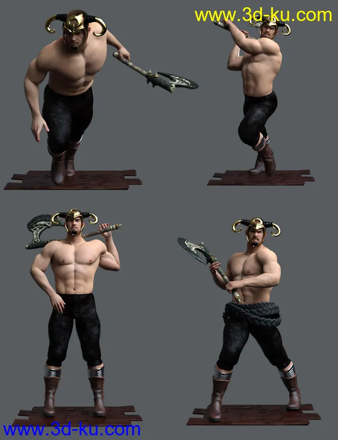 Axe Warrior Poses for Genesis 8 Male模型的图片4