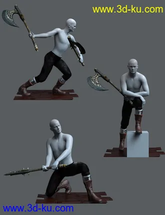 3D打印模型Axe Warrior Poses for Genesis 8 Male的图片
