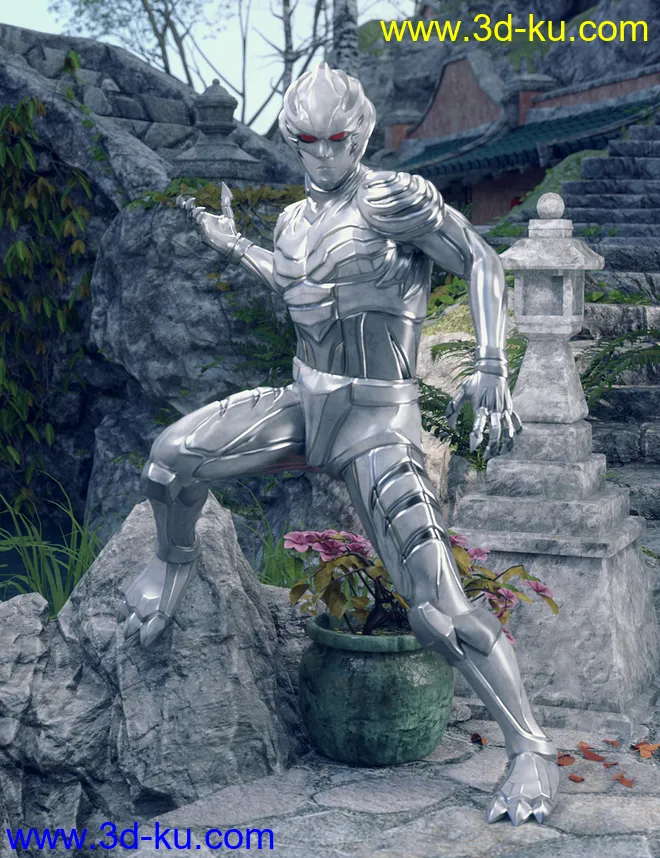 BaiHu - The White Tiger Outfit for Genesis 8 Male模型的图片7