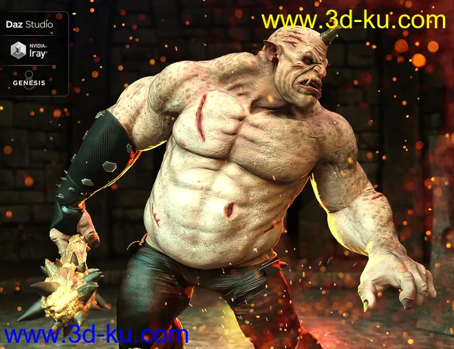 Battle Worn for Ogre HD and Genesis 8 Male(s)模型的图片2
