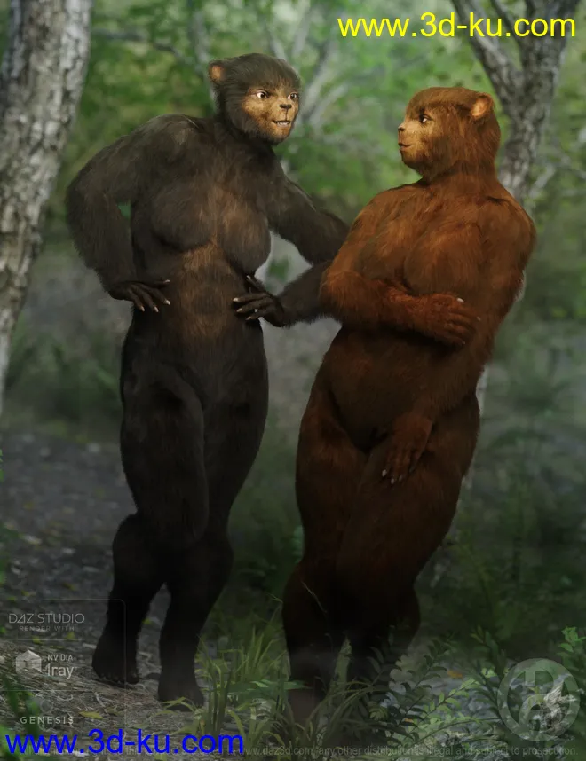 Bear Clan with dForce Hair for Genesis 8 Female模型的图片1