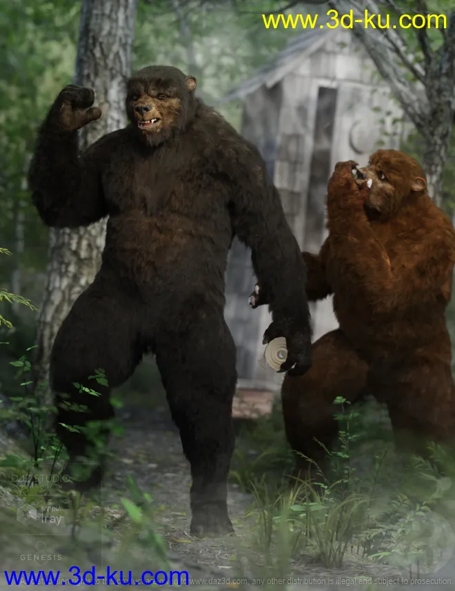 Bear Clan with dForce Hair for Genesis 8 Male模型的图片1