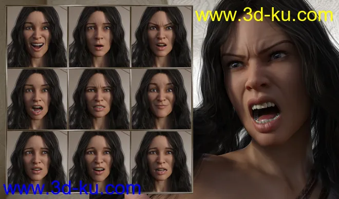 Beautiful Warrior - Expressions for Genesis 8 Female and Gia 8模型的图片2
